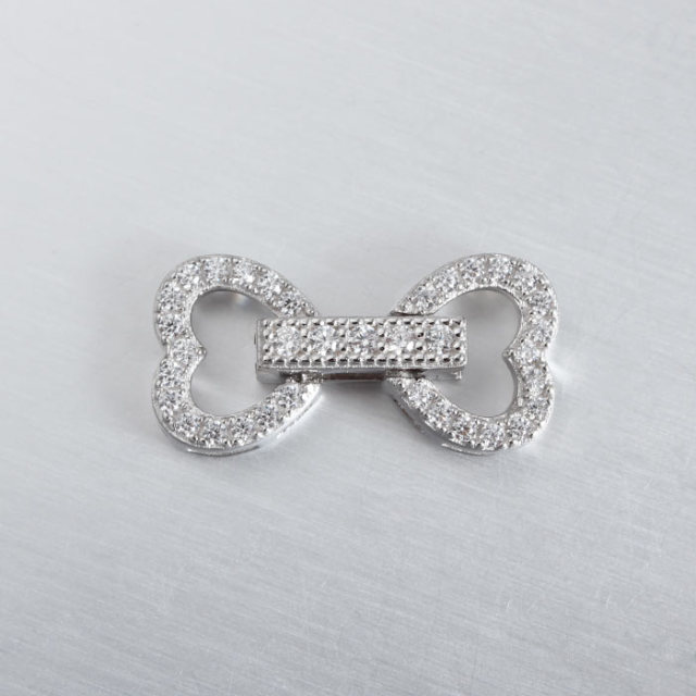 925 Sterling Silver CZ Heart Pearl Clasp