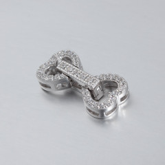 925 Sterling Silver CZ Heart Pearl Clasp