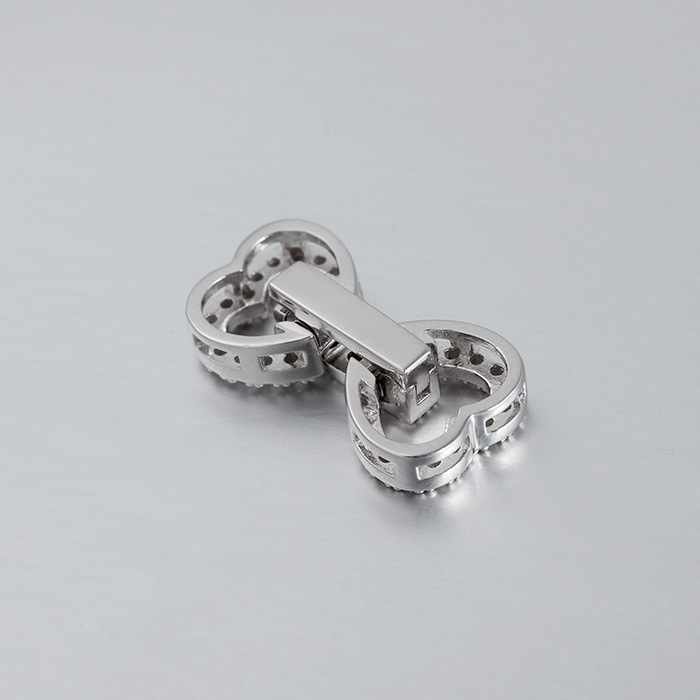 925 Sterling Silver CZ Heart Pearl Clasp