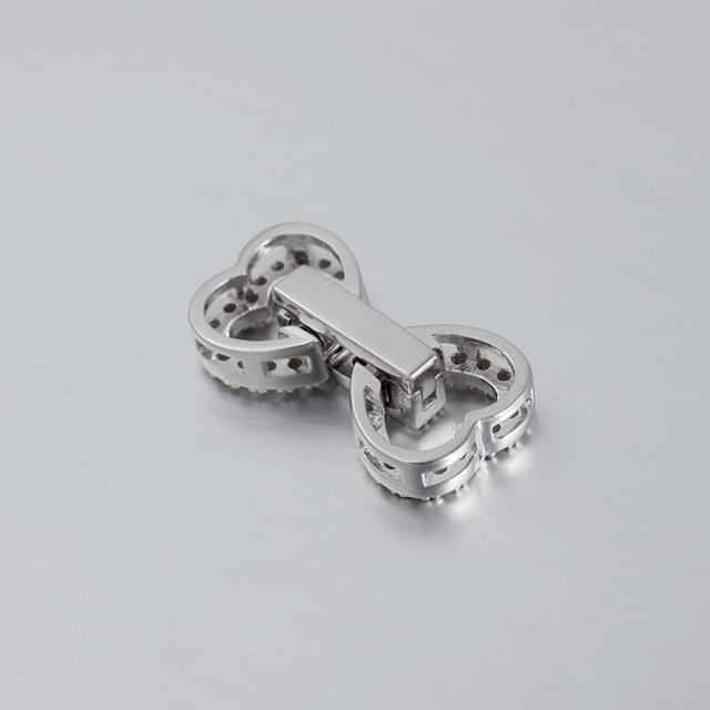 925 Sterling Silver CZ Heart Pearl Clasp