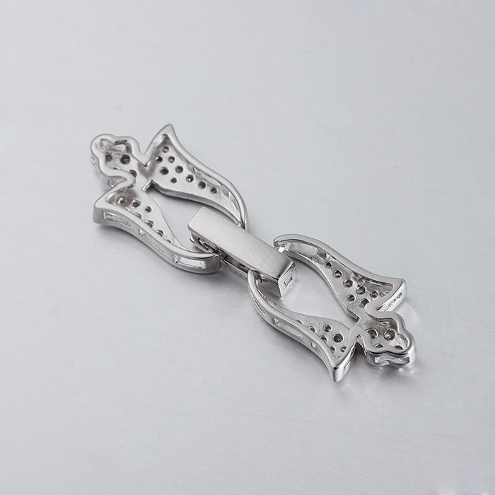 925 Sterling Silver CZ Flower Pearl Clasp