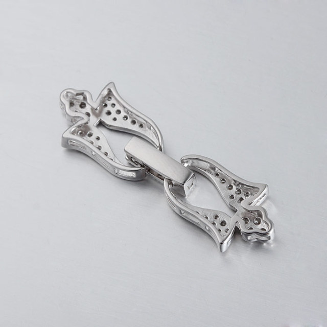 925 Sterling Silver CZ Flower Pearl Clasp