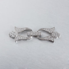 925 Sterling Silver CZ Flower Pearl Clasp