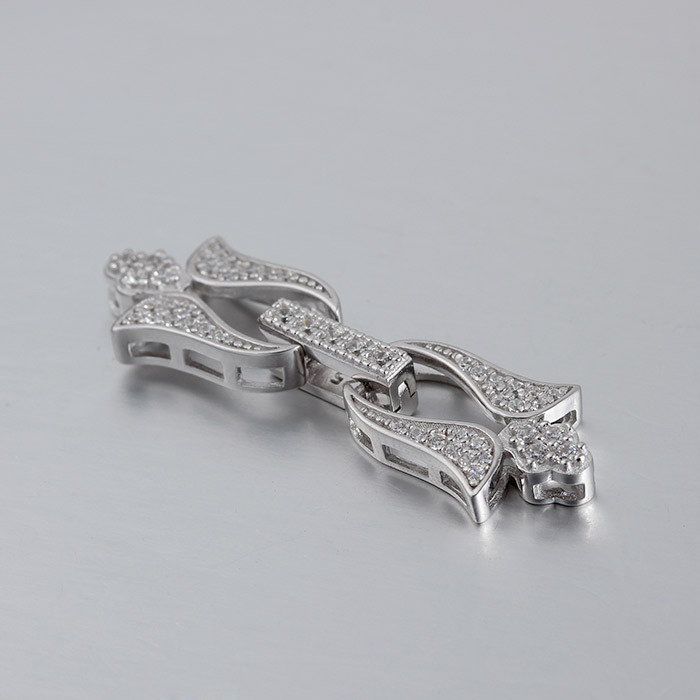 925 Sterling Silver CZ Flower Pearl Clasp