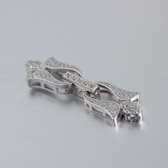 925 Sterling Silver CZ Flower Pearl Clasp