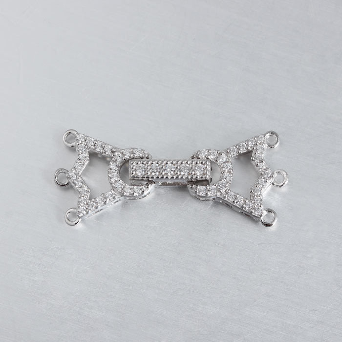 925 Sterling Silver CZ Crown Pearl Clasp