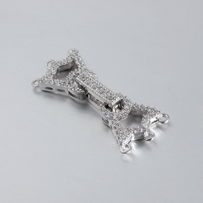 925 Sterling Silver CZ Crown Pearl Clasp