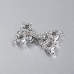 925 Sterling Silver CZ Pearl Clasp For Three Layers