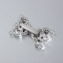 925 Sterling Silver CZ Pearl Clasp For Three Layers
