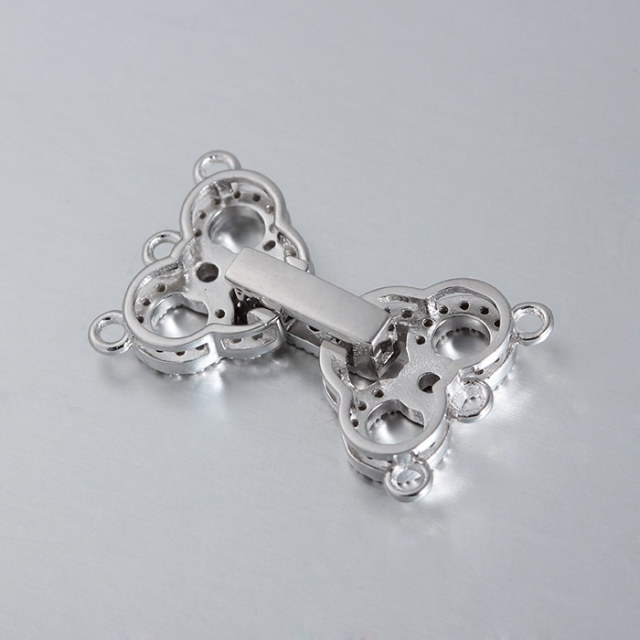 925 Sterling Silver CZ Pearl Clasp For Three Layers