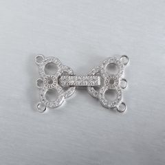 925 Sterling Silver CZ Pearl Clasp For Three Layers