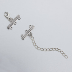 925 Sterling Silver CZ Three Layers Clasp With Chain