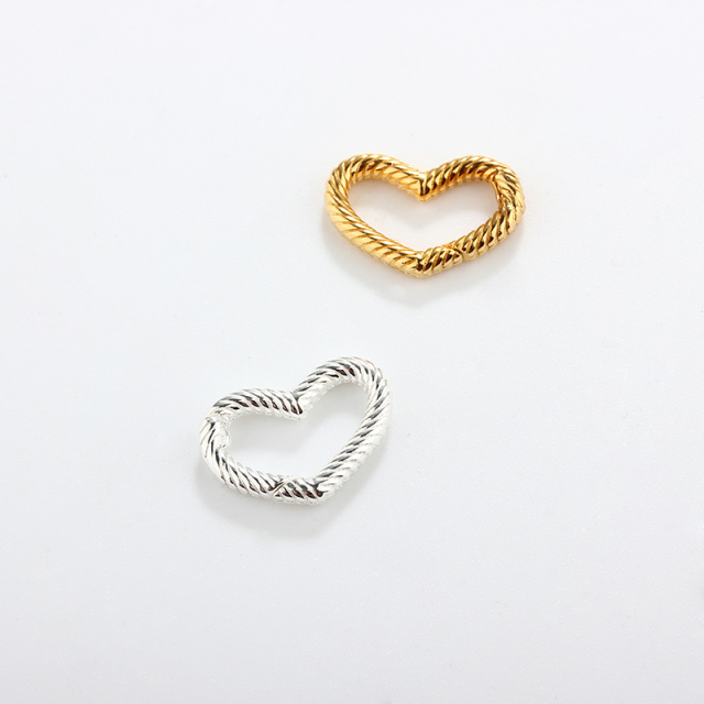 925 Sterling Silver Twisted Heart Link Clasp