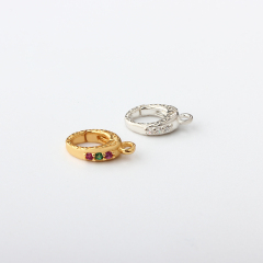 925 Sterling Silver Vintage Embossed Oval Clasp With CZ