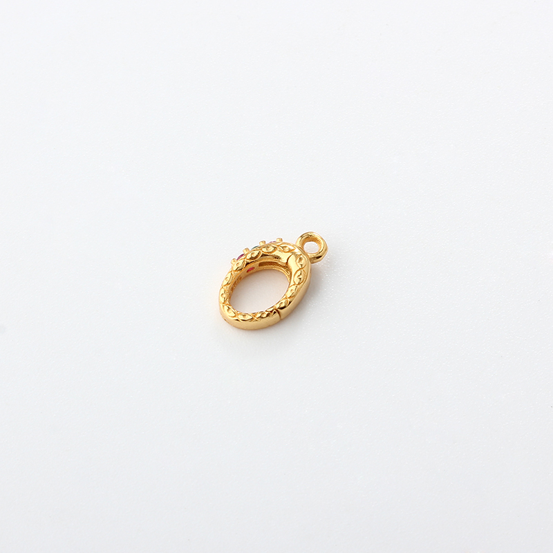 925 Sterling Silver Vintage Embossed Oval Clasp With CZ