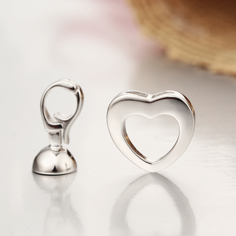 925 Sterling Silver Small Heart Pearl Bracelet Clasps