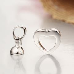 925 Sterling Silver Small Heart Pearl Bracelet Clasps