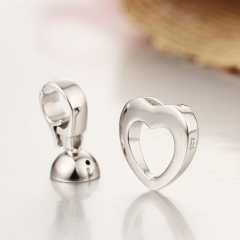 925 Sterling Silver Small Heart Pearl Bracelet Clasps