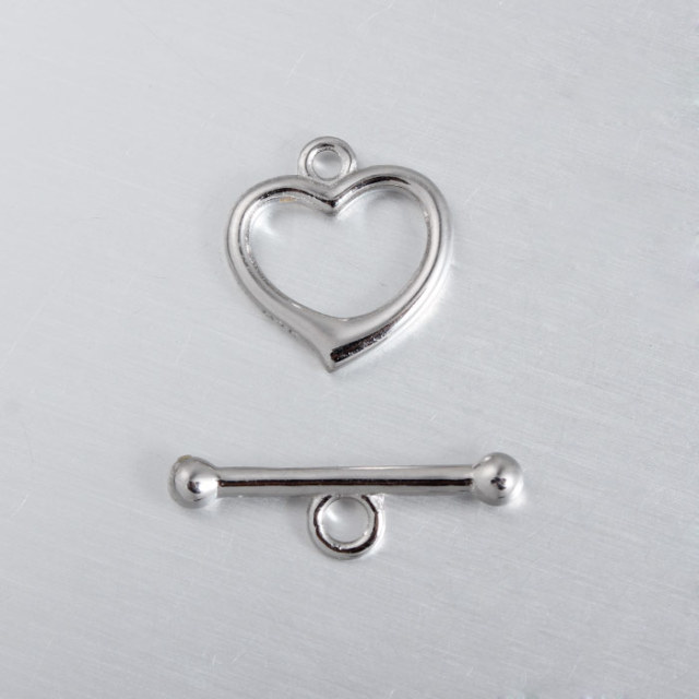 925 Sterling Silver Heart Toggle Clasp