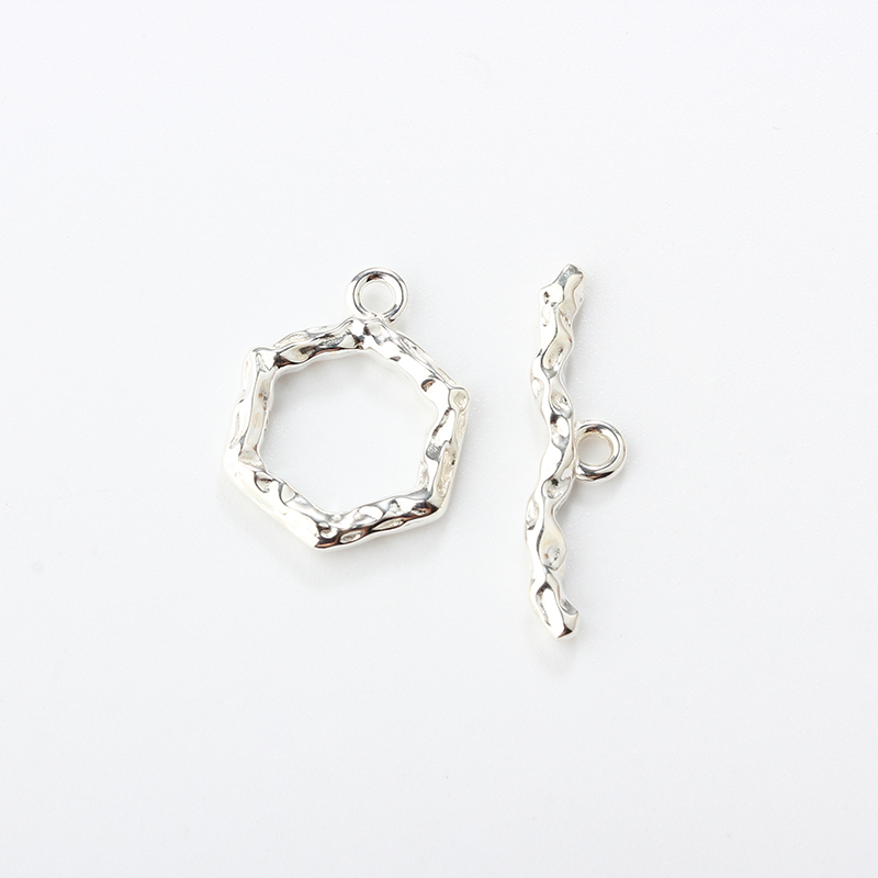 925 Sterling Silver Hexagon Toggle Clasp