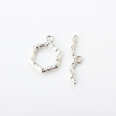 925 Sterling Silver Hexagon Toggle Clasp