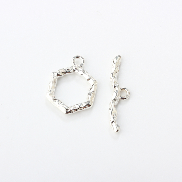 925 Sterling Silver Hexagon Toggle Clasp
