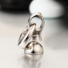 925 Sterling Silver Big Heart Pearl Bracelet Clasps