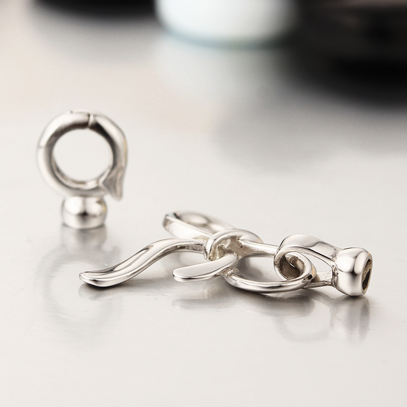 925 Sterling Silver Big Heart Pearl Bracelet Clasps