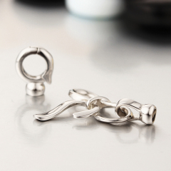 925 Sterling Silver Big Heart Pearl Bracelet Clasps
