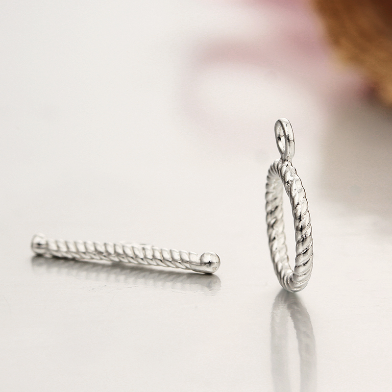 925 Sterling Silver Twist Toggle Clasps