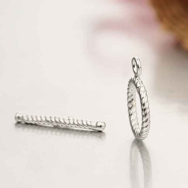 925 Sterling Silver Twist Toggle Clasps