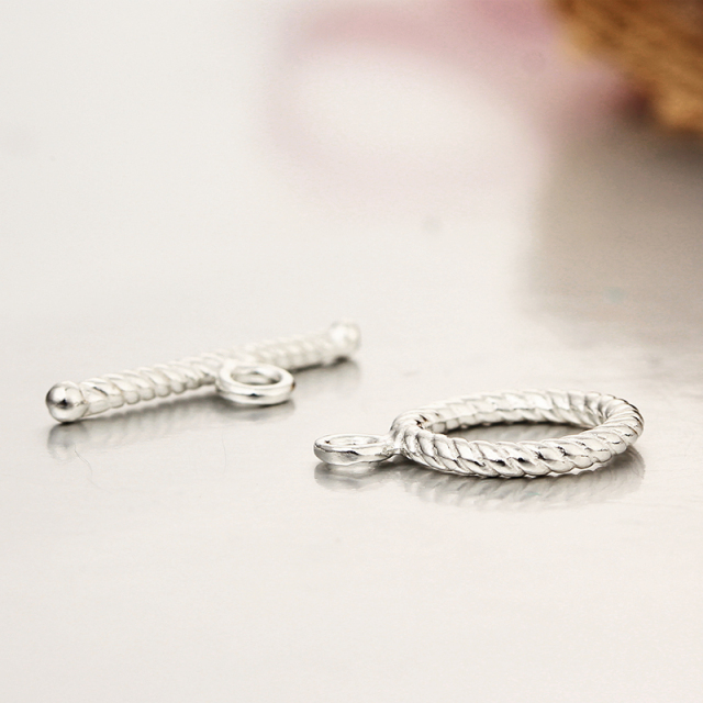925 Sterling Silver Twist Toggle Clasps