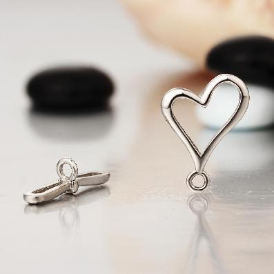 925 Sterling Silver Heart And Bow Design  Clasps