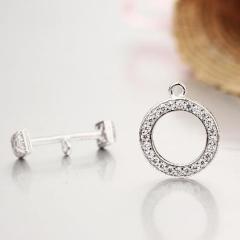 925 Sterling Silver Cubic Zirconia Round Ring Toggle Clasps