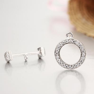 925 Sterling Silver Cubic Zirconia Round Ring Toggle Clasps