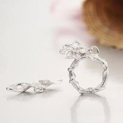 925 Sterling Silver Flower Winding Ring