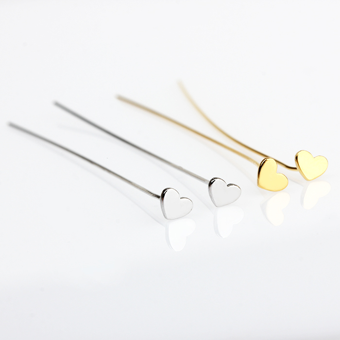 925 Sterling Silver Heart Ball Pins