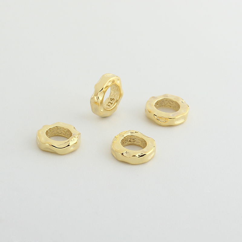 925 Sterling Silver Open Hammered Ring Spacer Beads