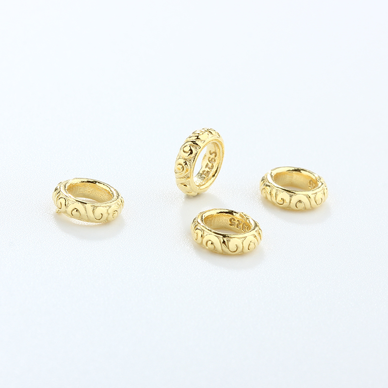 925 Sterling Silver Patterned Ring Spacer Beads