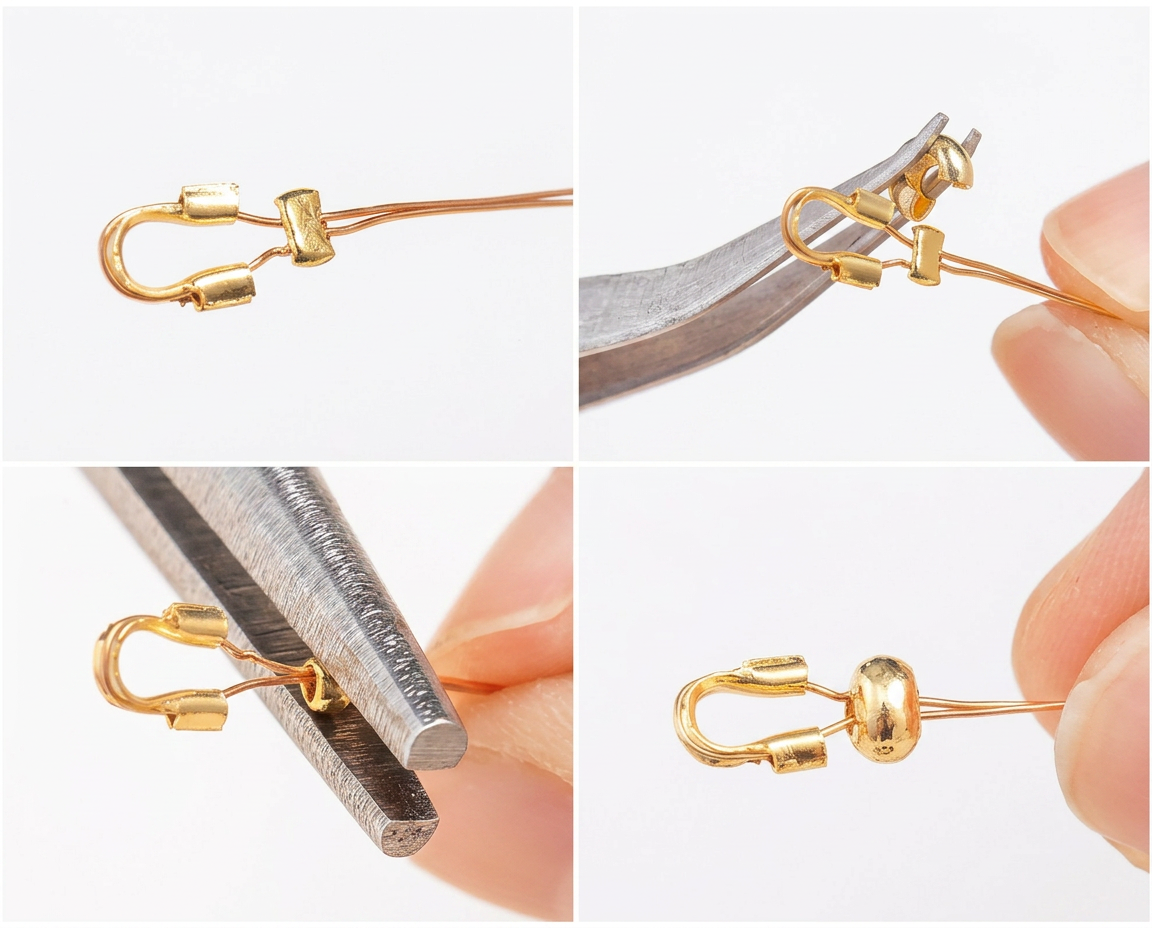 925 Sterling Silver C-Shaped Crimp Cover Beads for Jewelry Making
