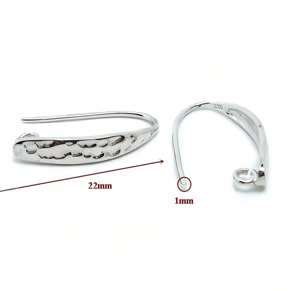925 Sterling Silver Hammered Earring Hook Findings