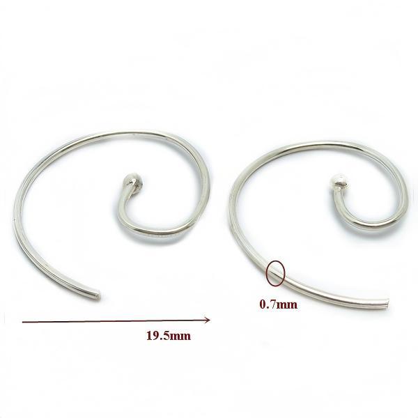 925 Sterling Silver Spiral Ear Wire Findings