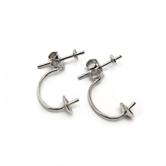 925 Silver C-Hoop Earring Posts with Peg Earring Stud Parts
