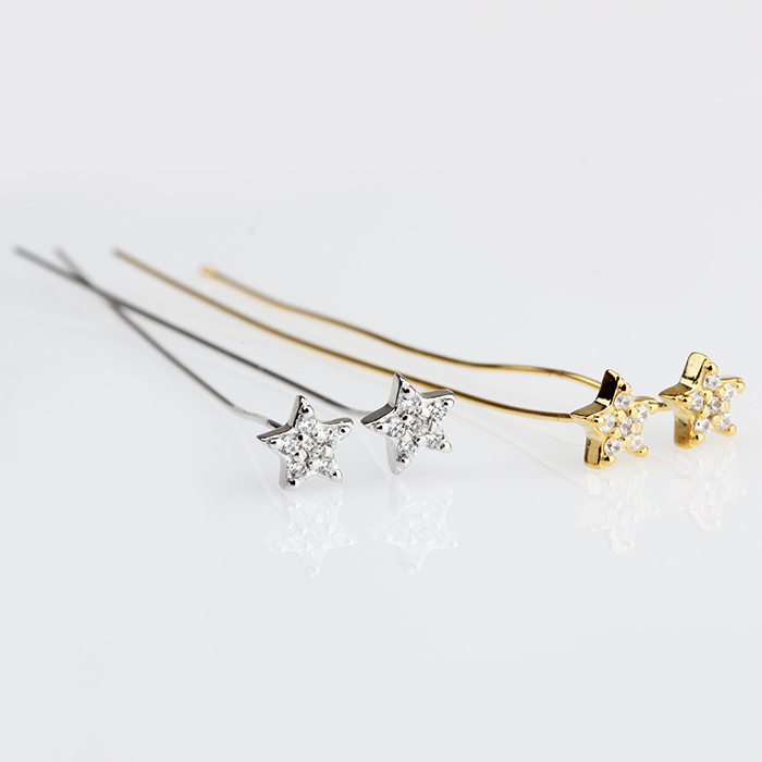 925 Sterling Silver Star Ball Pins
