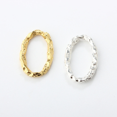 925 Sterling Silver Hammered Geometry Oval Ring Connector