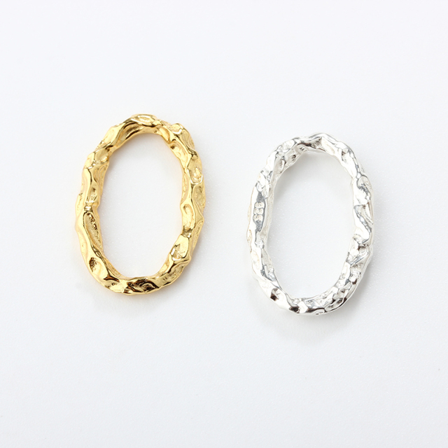 925 Sterling Silver Hammered Geometry Oval Ring Connector