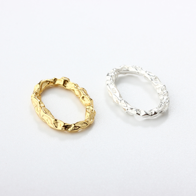 925 Sterling Silver Hammered Geometry Oval Ring Connector