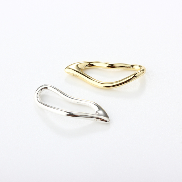 925 Sterling Silver Folded Geometry Ring Connector