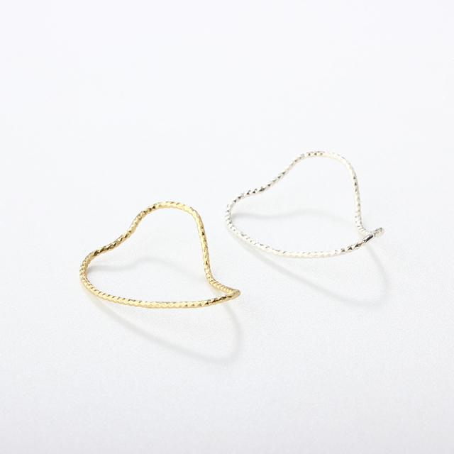 925 Sterling Silver Diamond-Cut Starry Heart Link Ring
