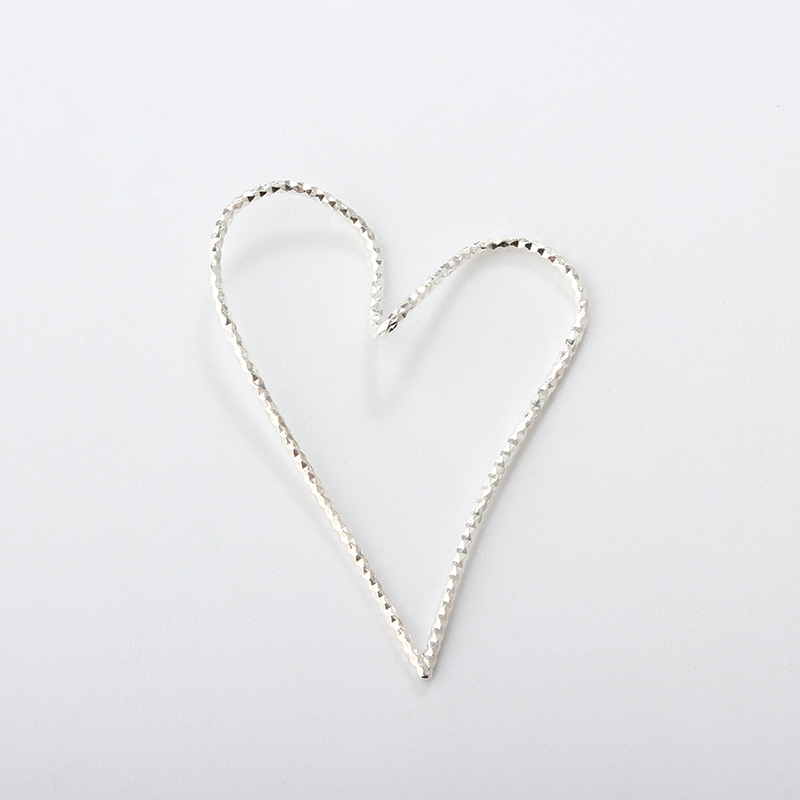 925 Sterling Silver Diamond-Cut Starry Heart Link Ring